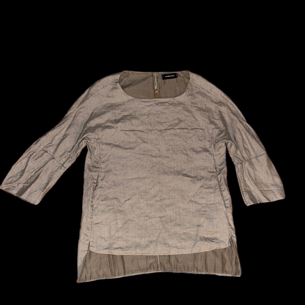 schrotter sacks taupe linen silk lined blouse size 2